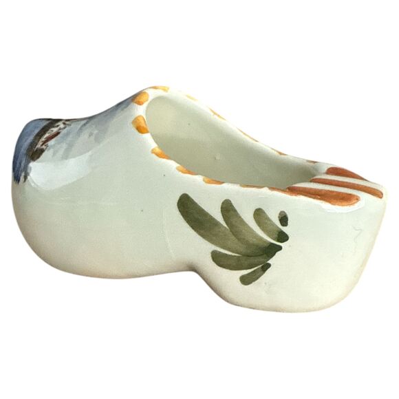 Vintage Delft Hand Painted Holland Dutch Clog Ashtray Polychrome Windmill 4.5” - Picture 4 of 10